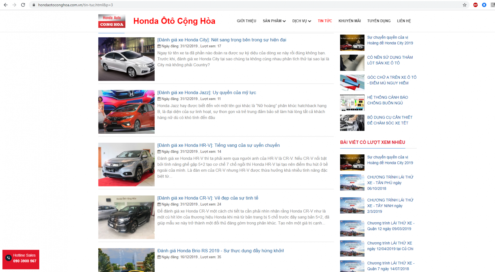 Website của các đại lý