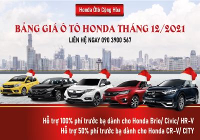 GIÁ Ô TÔ HONDA THÁNG 12/2021 | Honda Ôtô Cộng Hòa